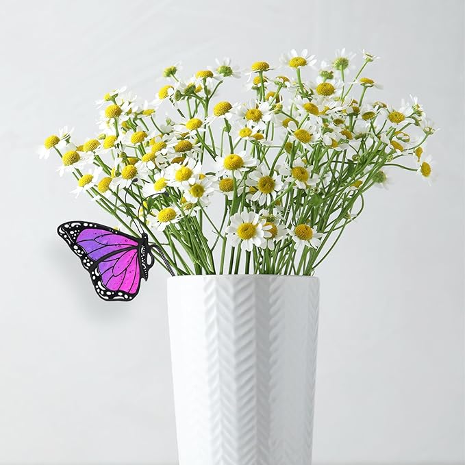 3 Pcs Stained Glass Butterfly Suncatcher Flower Pot Decoration Metal Plant Pot Hangers Colorful Butterfly Garden Yard Suncatcher Decor for Spring Home Indoor Outdoor Decor